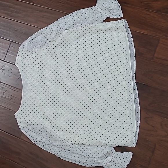 Talbots Cream & Black Polka-dot Blouse with sheer sleeves size 2X - Picture 2 of 9